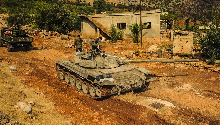 Сирийцы засняли работу танков Т-64 под русскими авиаударами у Дейр-эз-Зора