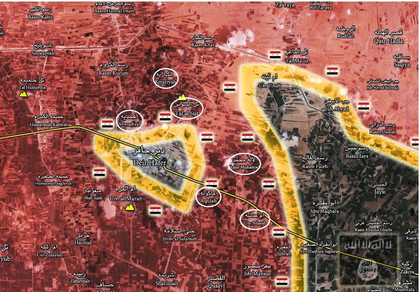 Сирийская армия полностью окружила Дейр Хафер в провинции Алеппо