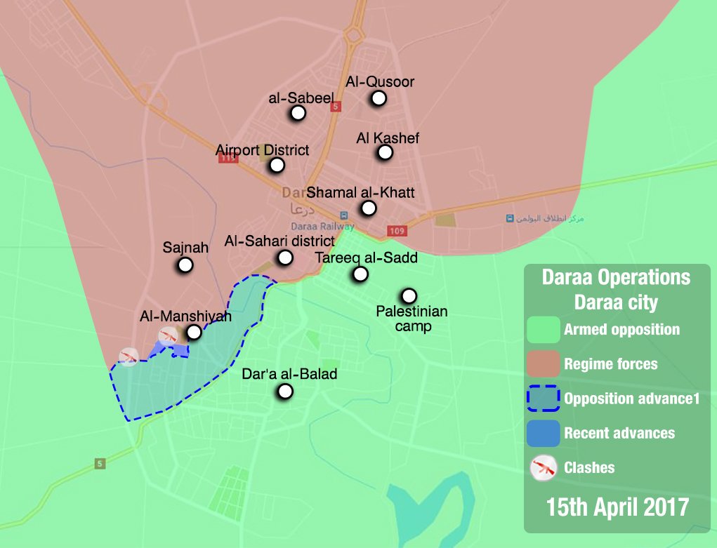Боевики захватили большую часть района Аль-Меншия в Дераа