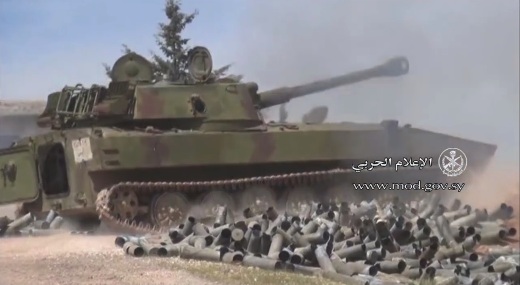 Сирии САУ 2С1 безжалостно уничтожают террористов 122-мм снарядами