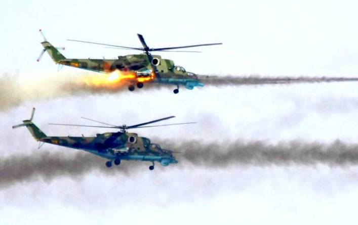Кадры мощных ударов российских Ми-35 по боевикам США в Сирии