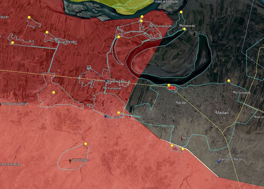 Сирийская армия начала обход города Маадан в провинции Ракка