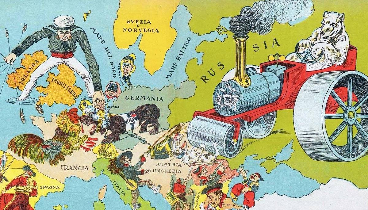 Русский медведь против немецкого орла — юмористические карты Первой Мировой