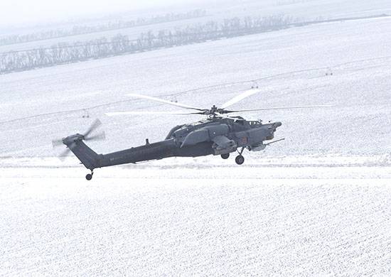 Вертолеты Ми-28Н отработали перехват низколетящих малоразмерных целей