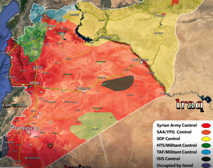 Арабские СМИ опубликовали подробную карту расстановки сил в Сирии