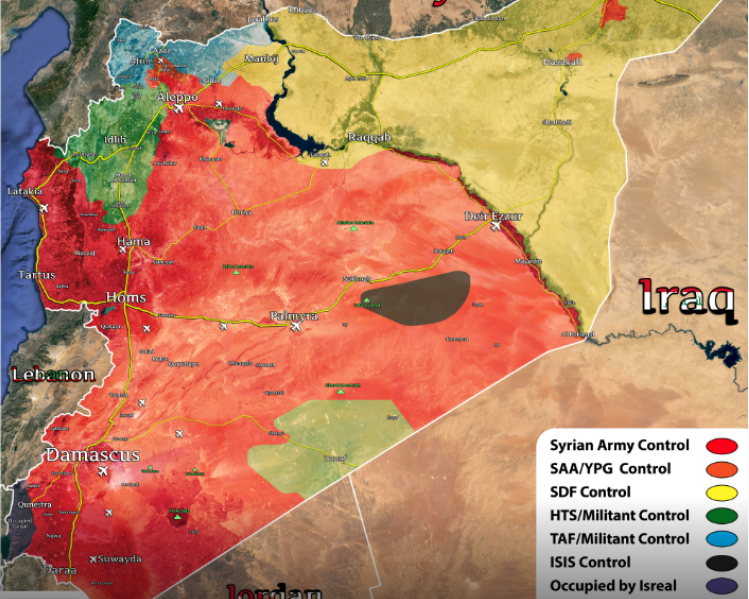 Арабские СМИ опубликовали обновленную карту расстановки сил в Сирии