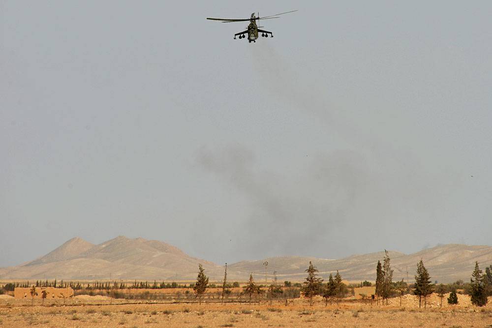 Поврежденный в боях Ми-24П вернули в строй в Сирии