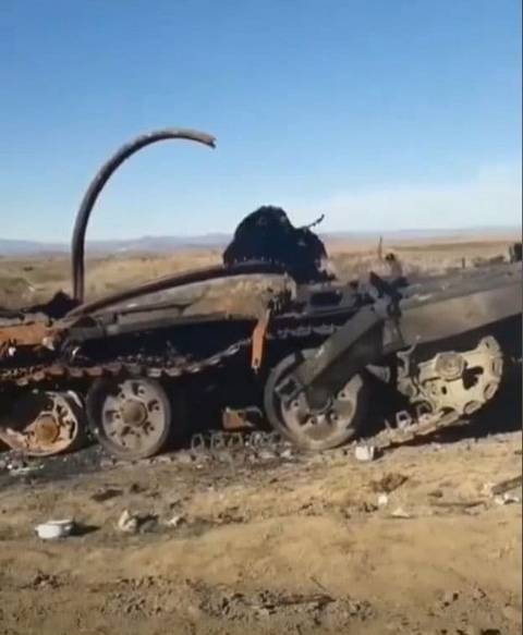 В Сети появились изображения первого уничтоженного азербайджанского Т-90С