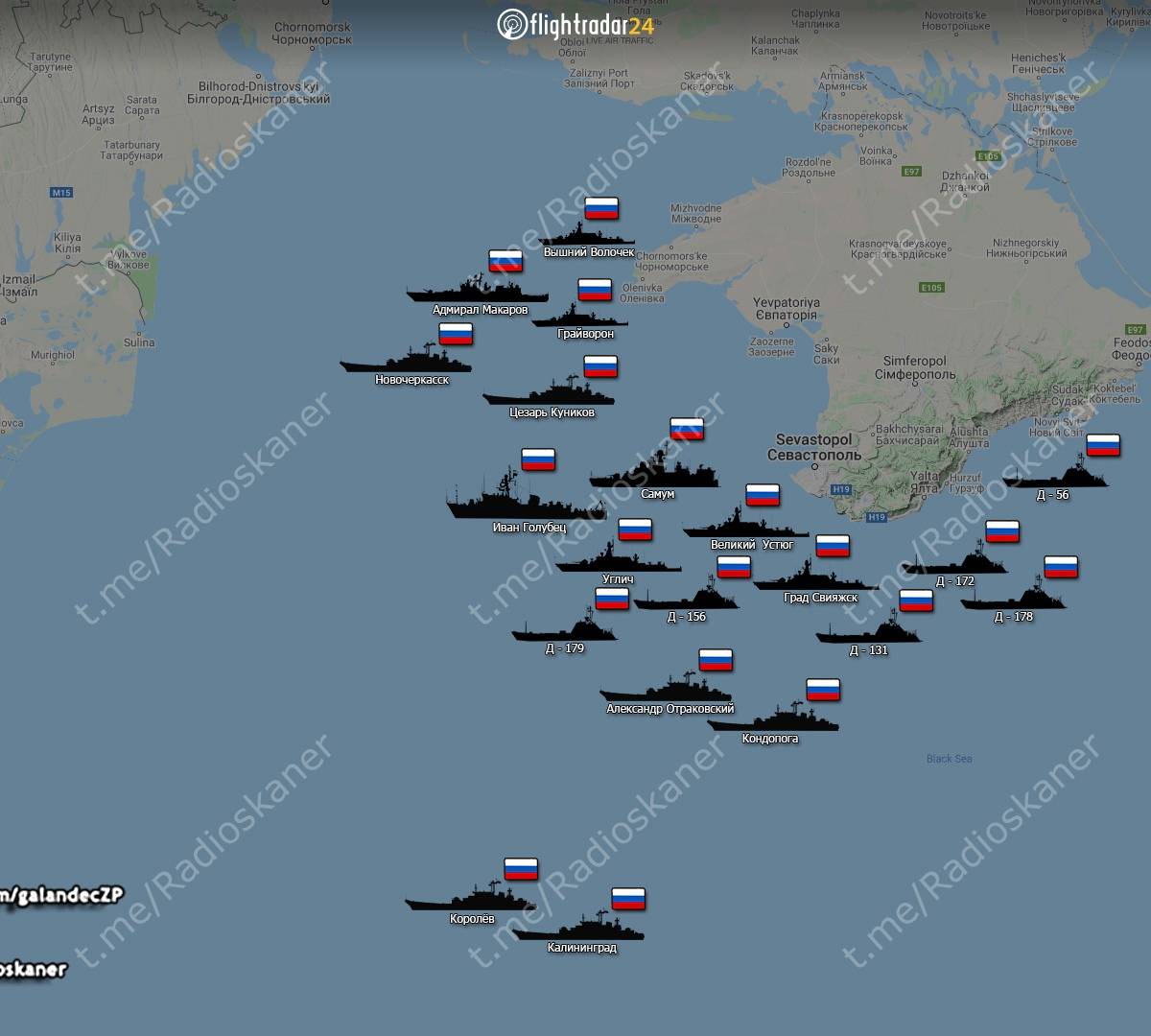 Показана концентрация российских боевых кораблей у берегов Крыма