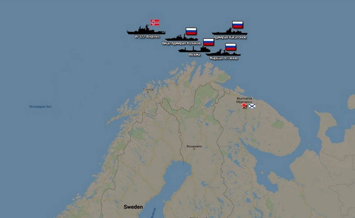 Определенно положение ударной группы Северного флота идущей к Британии