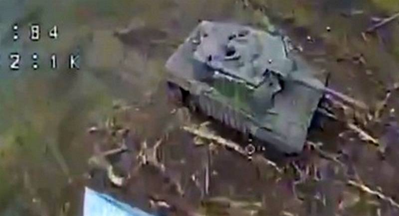 Leopard 2A4 с советской "реактивной броней" добили дроном и двумя ПТУР