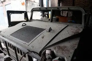 Взорвавшийся американский Humvee ВСУ выпустил кольцо дыма