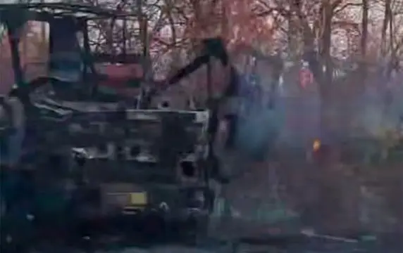 Дрон-камикадзе разнес вдребезги кабину вездехода Daewoo Novus