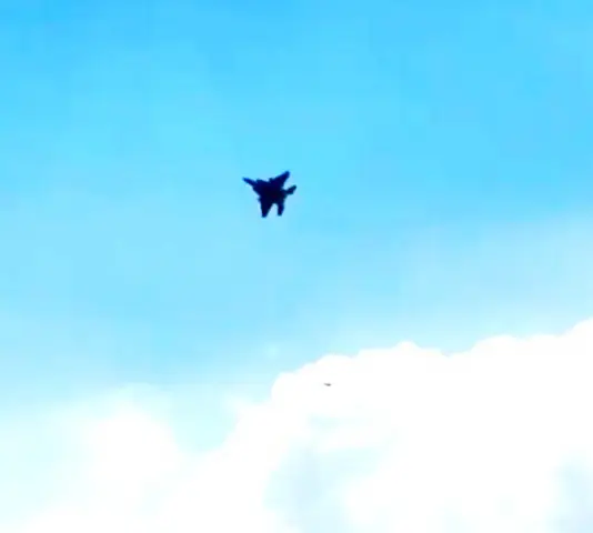 Уникальные кадры безуспешного перехвата самолетом США F-15 иранского БПЛА