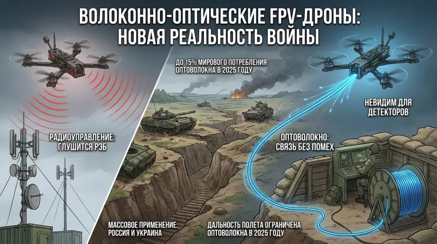 Катушка вместо антенны: как дроны на оптоволокне ломают правила воздушной войны
