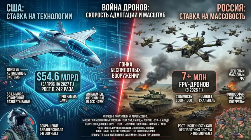 $54,6 млрд против 7 млн дронов: кто выигрывает гонку вооружений нового типа