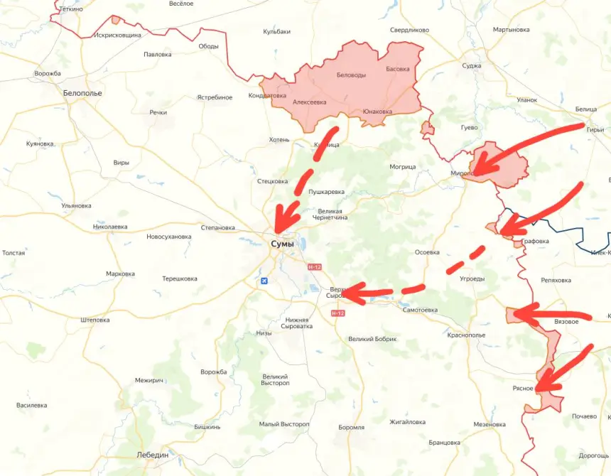 Сумы могут оказаться в полуокружении: ВС РФ начали активные штурмы