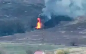 Дрон снял многометровый огненный столб, поднявшийся над украинским Т-72М1