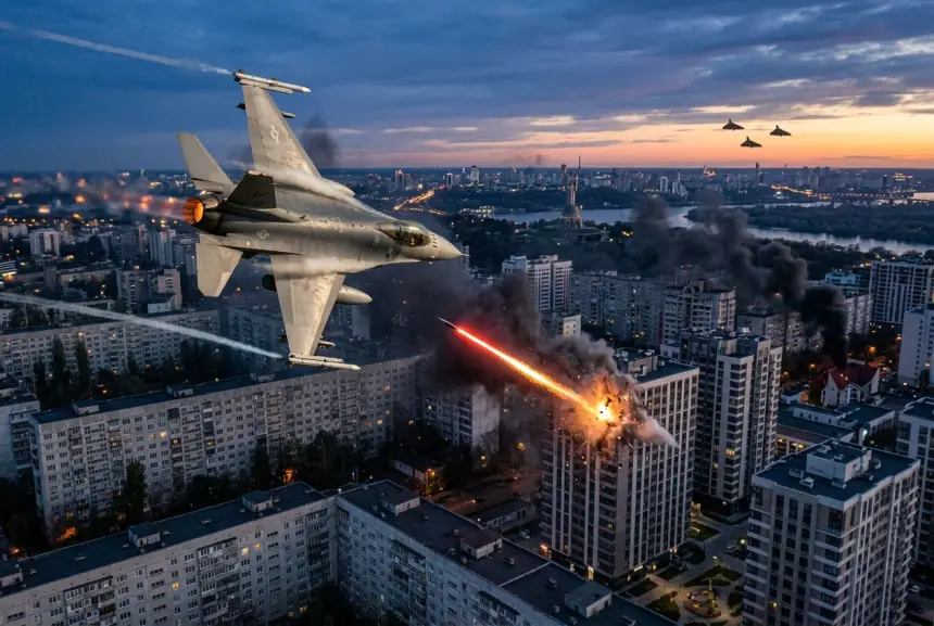 Кровавое фиаско: украинский истребитель F-16 ударил по жилому центру Киева