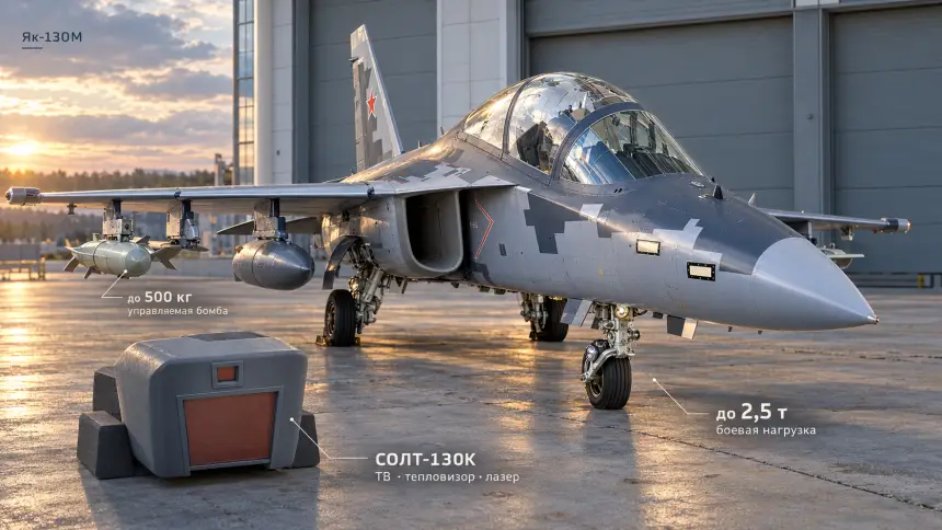«Ростех»: арсенал Як-130М пополнился оружием с лазерным наведением